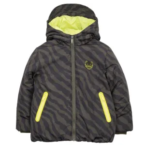 Boys Khaki Tiger Print Puffer Coat