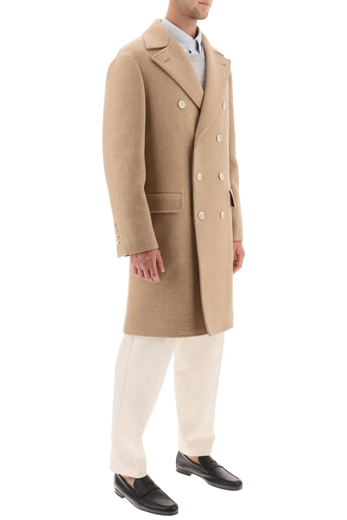 Brunello cucinelli double-breasted coat in wool and cashmere