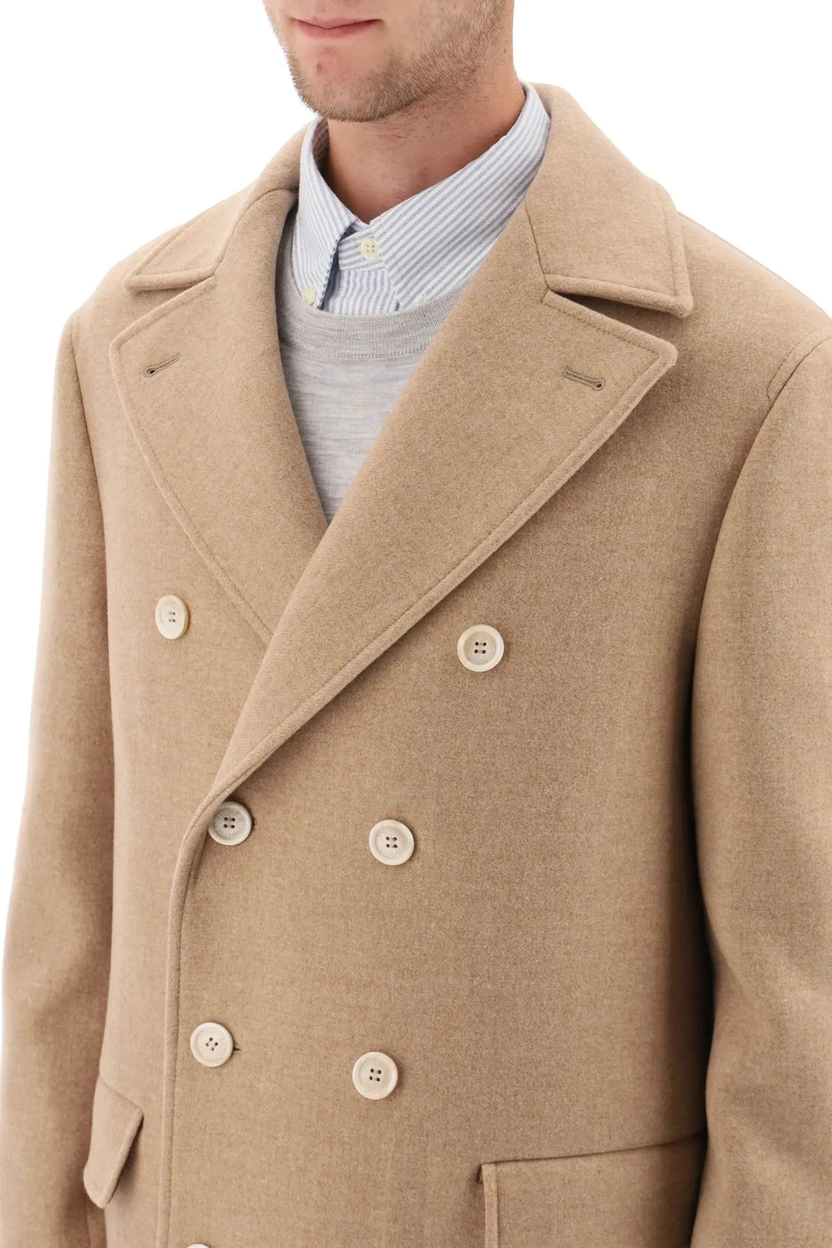 Brunello cucinelli double-breasted coat in wool and cashmere