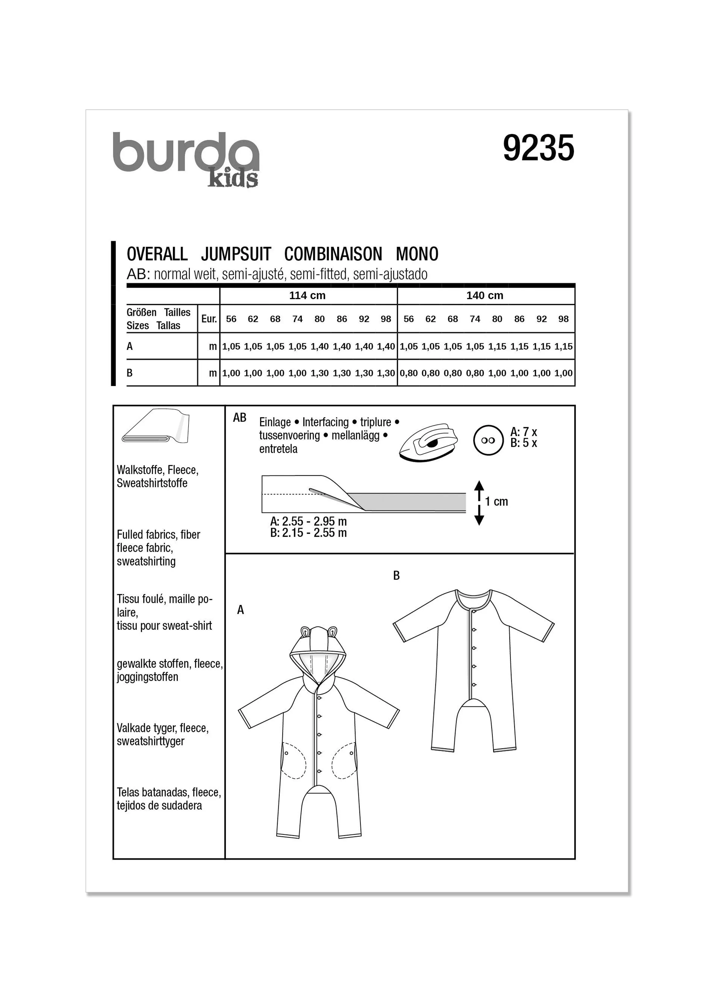 Burda Baby/Child Jumpsuit 9235