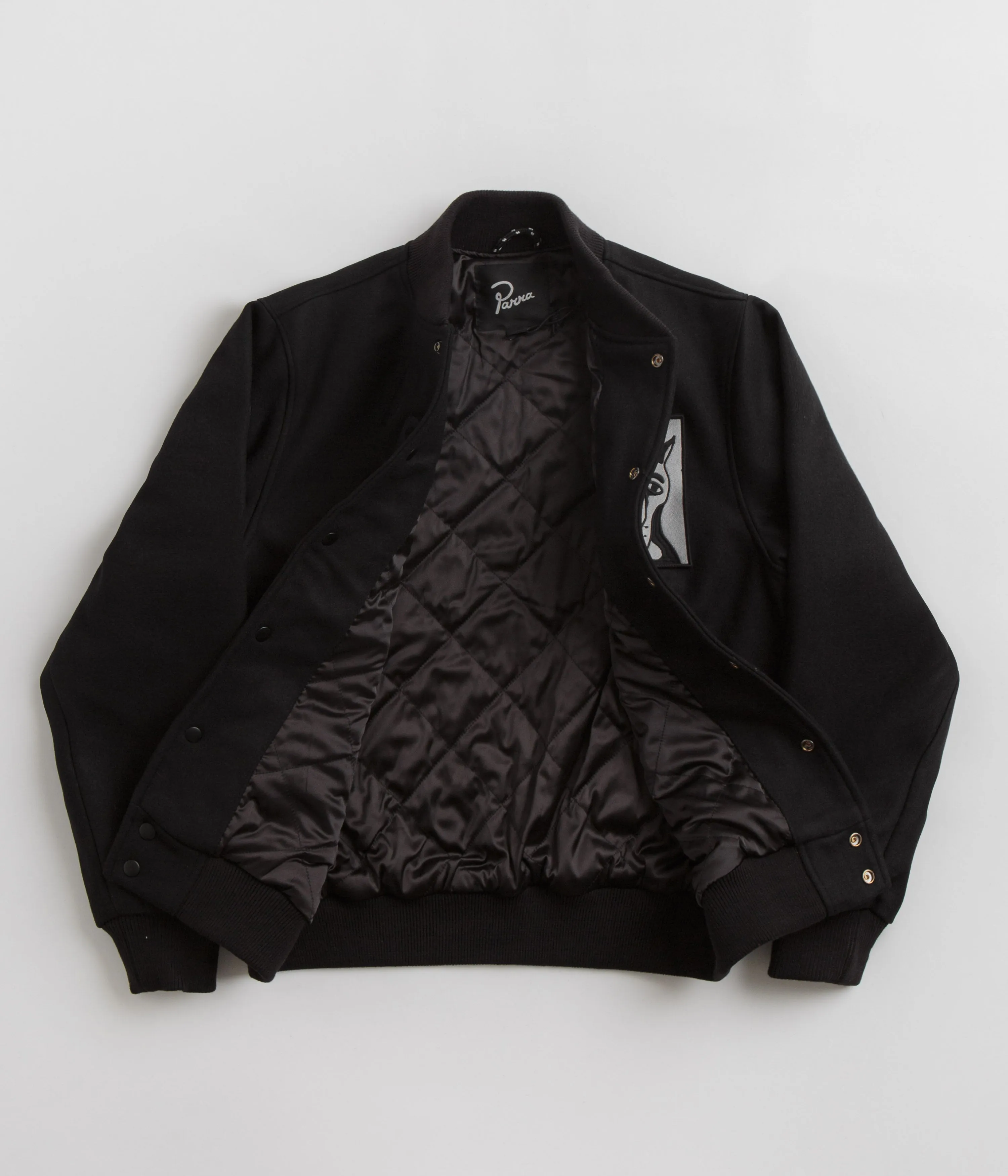 by Parra Dog Faced Varsity Jacket - Black