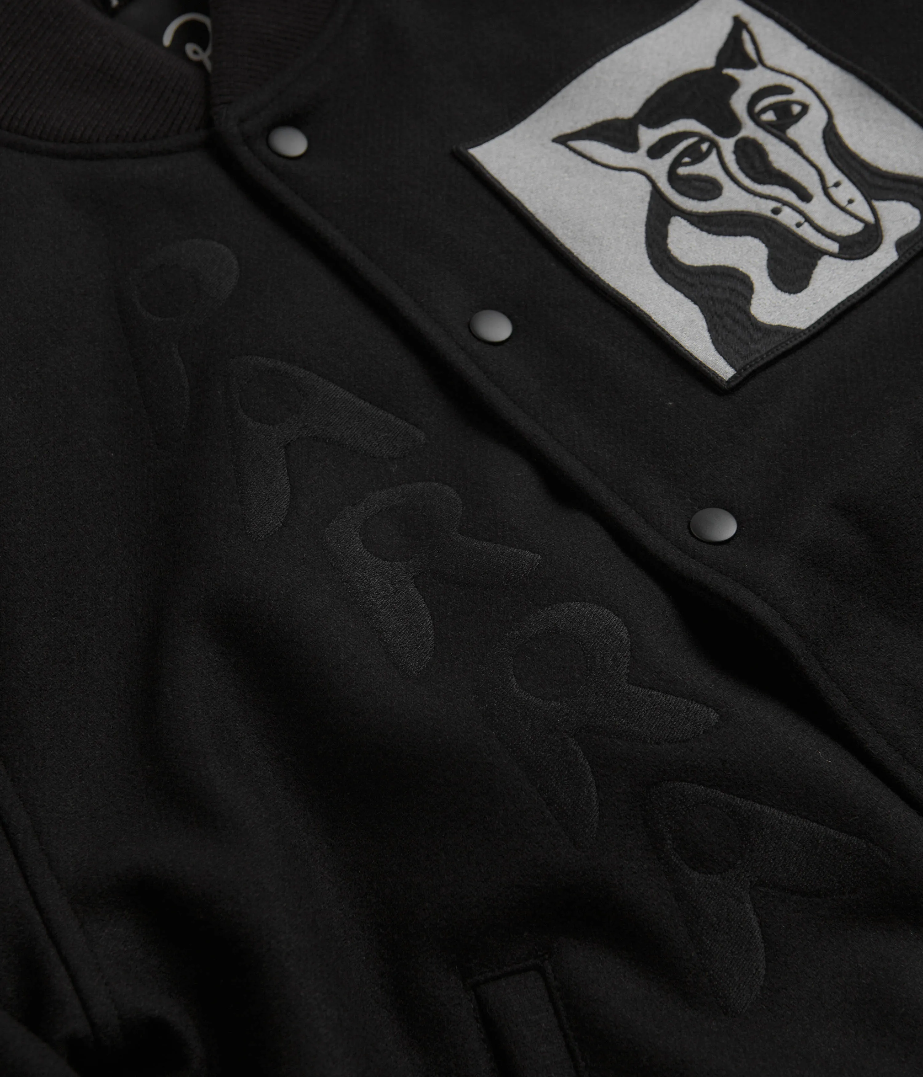 by Parra Dog Faced Varsity Jacket - Black