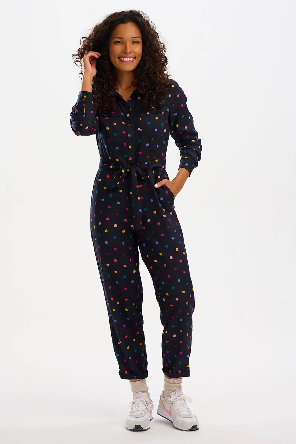 Charlie Jumpsuit - Black, Winter Starburst