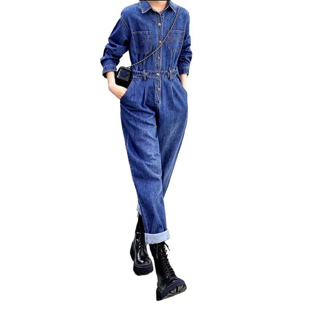 Chic women's denim jumpsuit