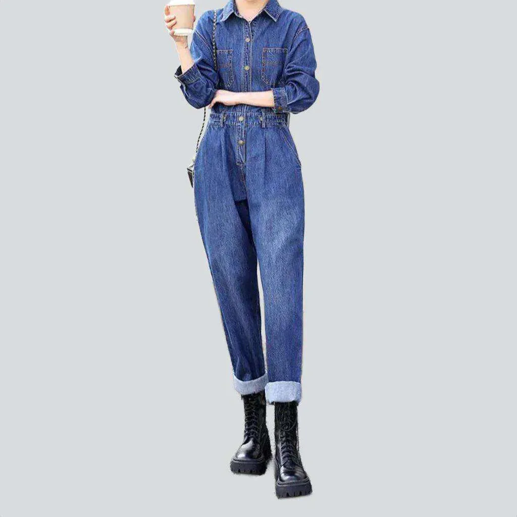 Chic women's denim jumpsuit