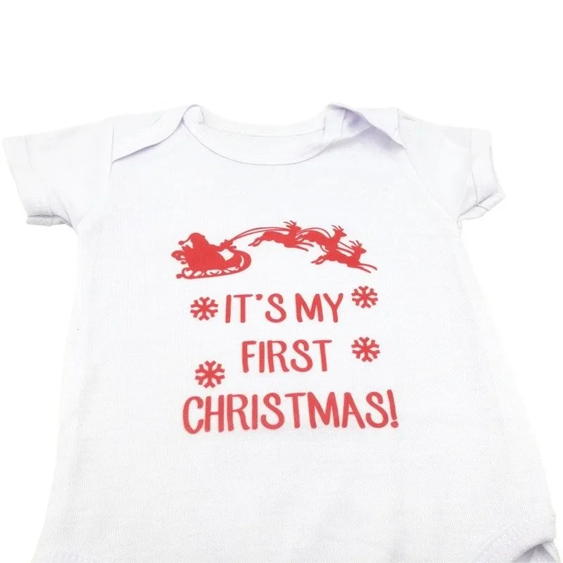 Christmas Baby Letter Print Short-sleeve Jumpsuit