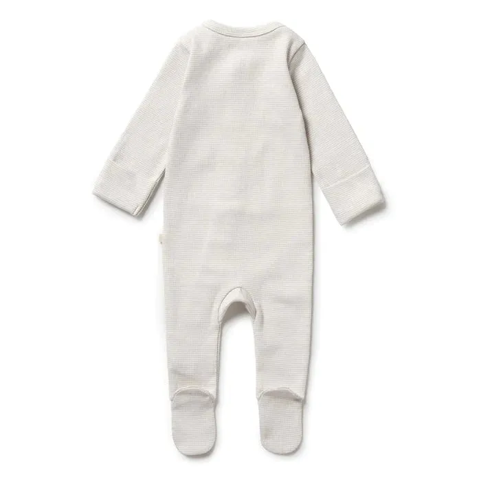 Clay Organic Stripe Rib Zipsuit with Feet