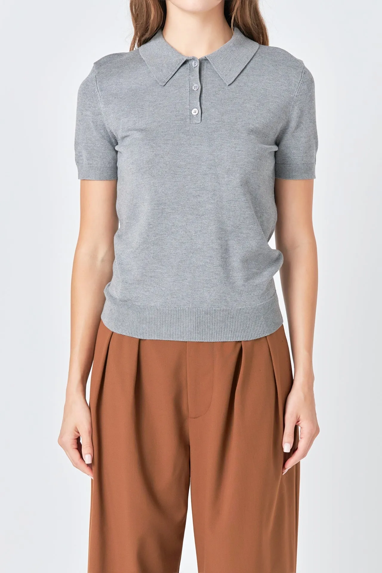 Collared Short Sleeve Sweater