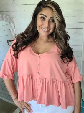 Coral Babydoll Top