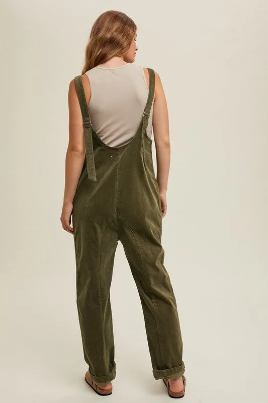 Corduroy Jumpsuit - Olive