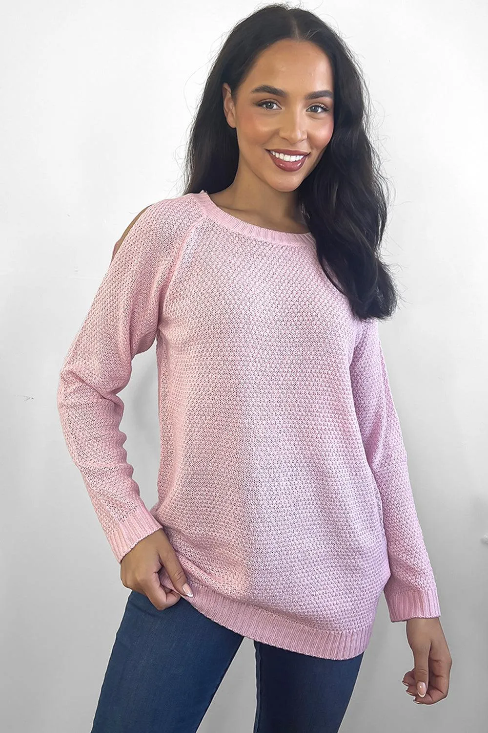 Crochet Knit Cold Shoulders Pullover