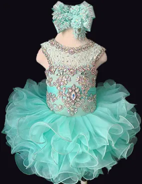 Custom Made Little Girl/Baby Miss Glitz Mint Cupcake Pageant Dress size: Newborn to 5T