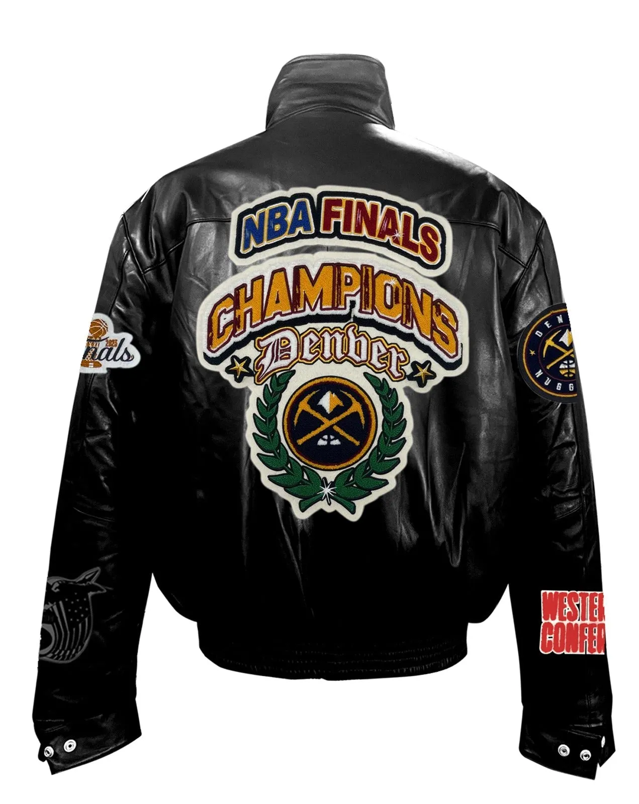 DENVER NUGGETS NBA CHAMPIONSHIP LEATHER PUFFER JACKET