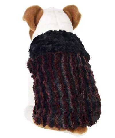 Dog Coat, Reversible - Desert Sand Faux Fur with Cuddly Fur in Black