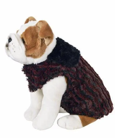 Dog Coat, Reversible - Desert Sand Faux Fur with Cuddly Fur in Black