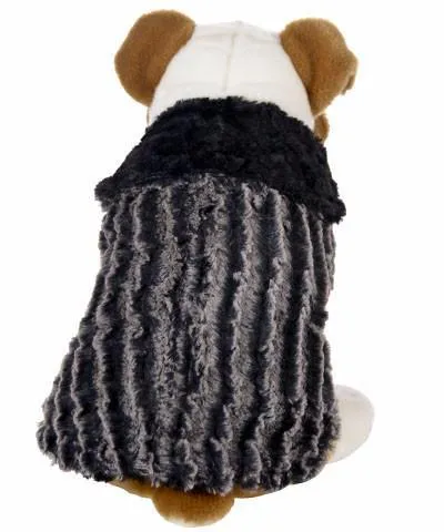 Dog Coat, Reversible - Desert Sand Faux Fur with Cuddly Fur in Black