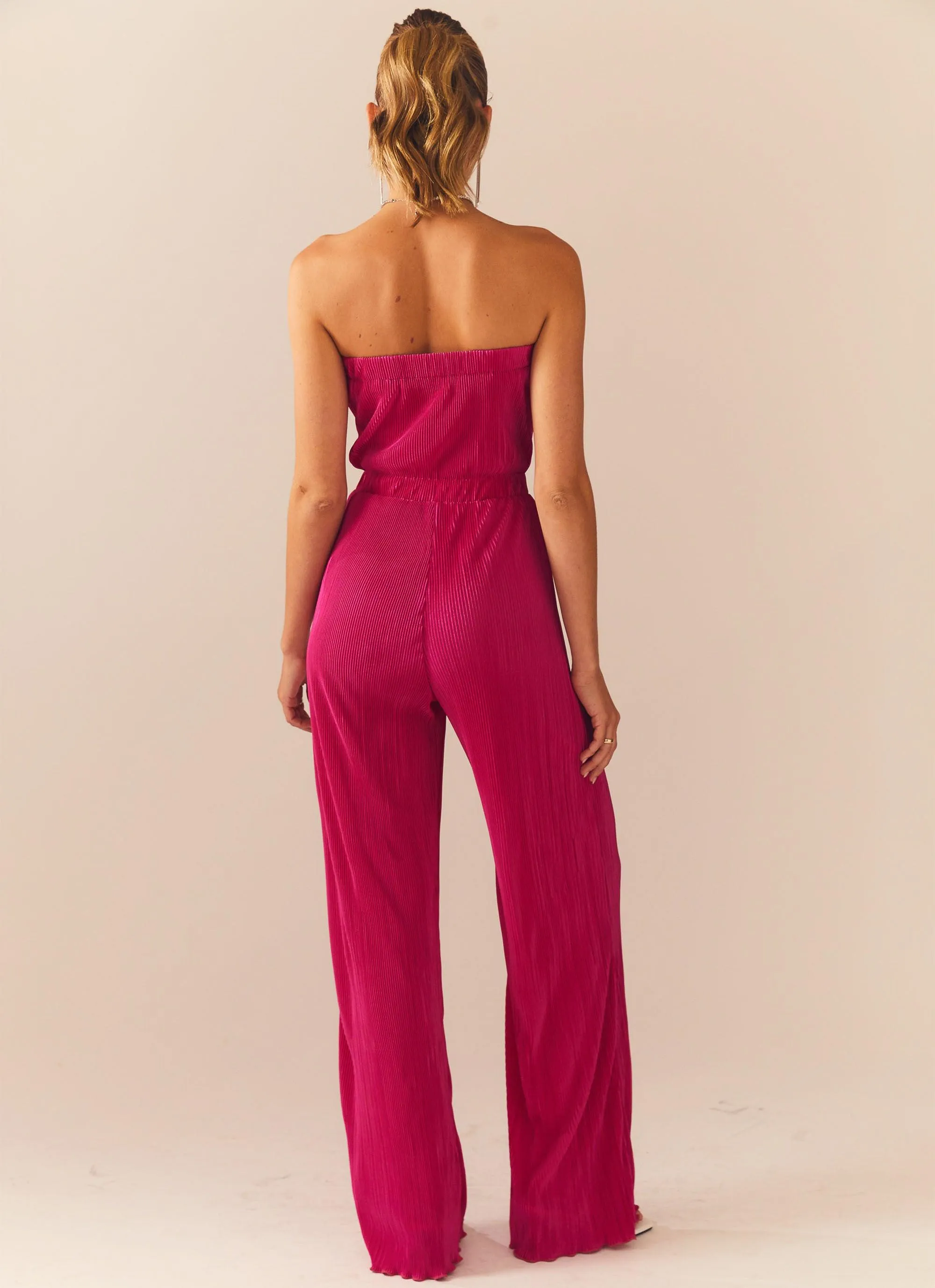 Doing The Most Plisse Jumpsuit - Magenta