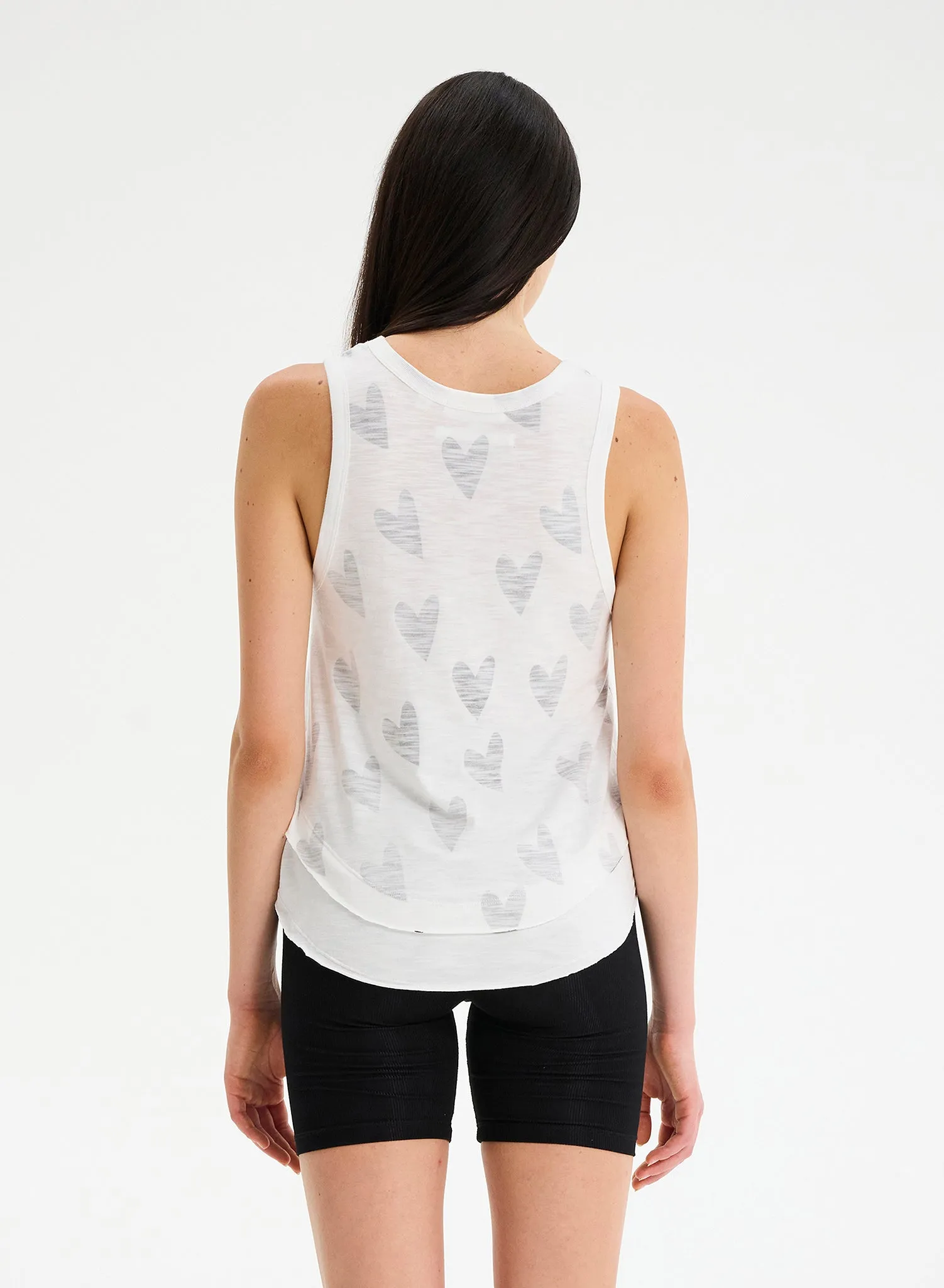 DOODLE HEARTS AVA TANK TOP - Mock Layer Tank Top