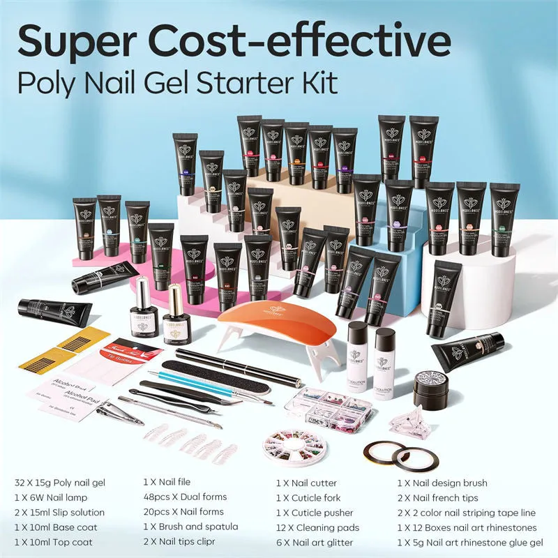 Dream Decoration - 133Pcs 32 Colors Poly Nail Gel Kit【US ONLY】