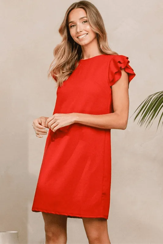 Elodie Ruffle Sleeve Shift Dress