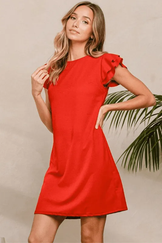 Elodie Ruffle Sleeve Shift Dress