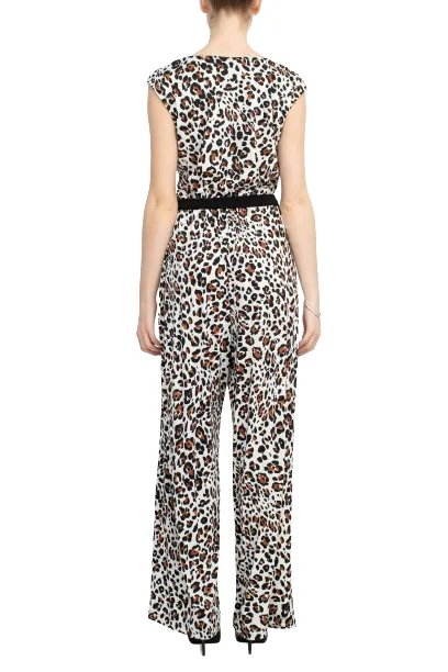 Emma & Michele V-Neck Elastic Waist Sleeveless Tie Waist Animal Print ITY Jumpsuit