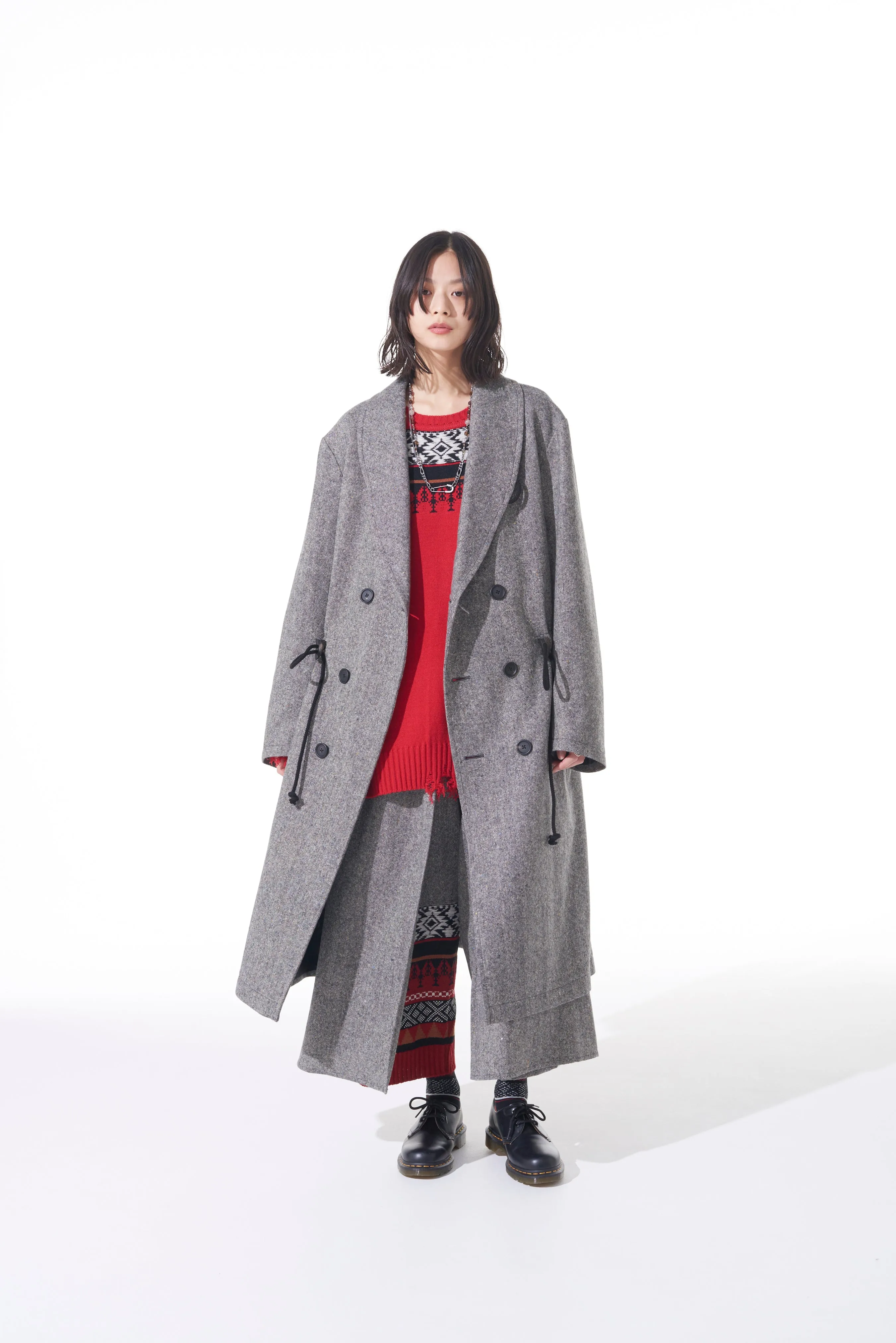 ETERMINE NEP TWEED SHAWL COLLAR DOUBLE COAT