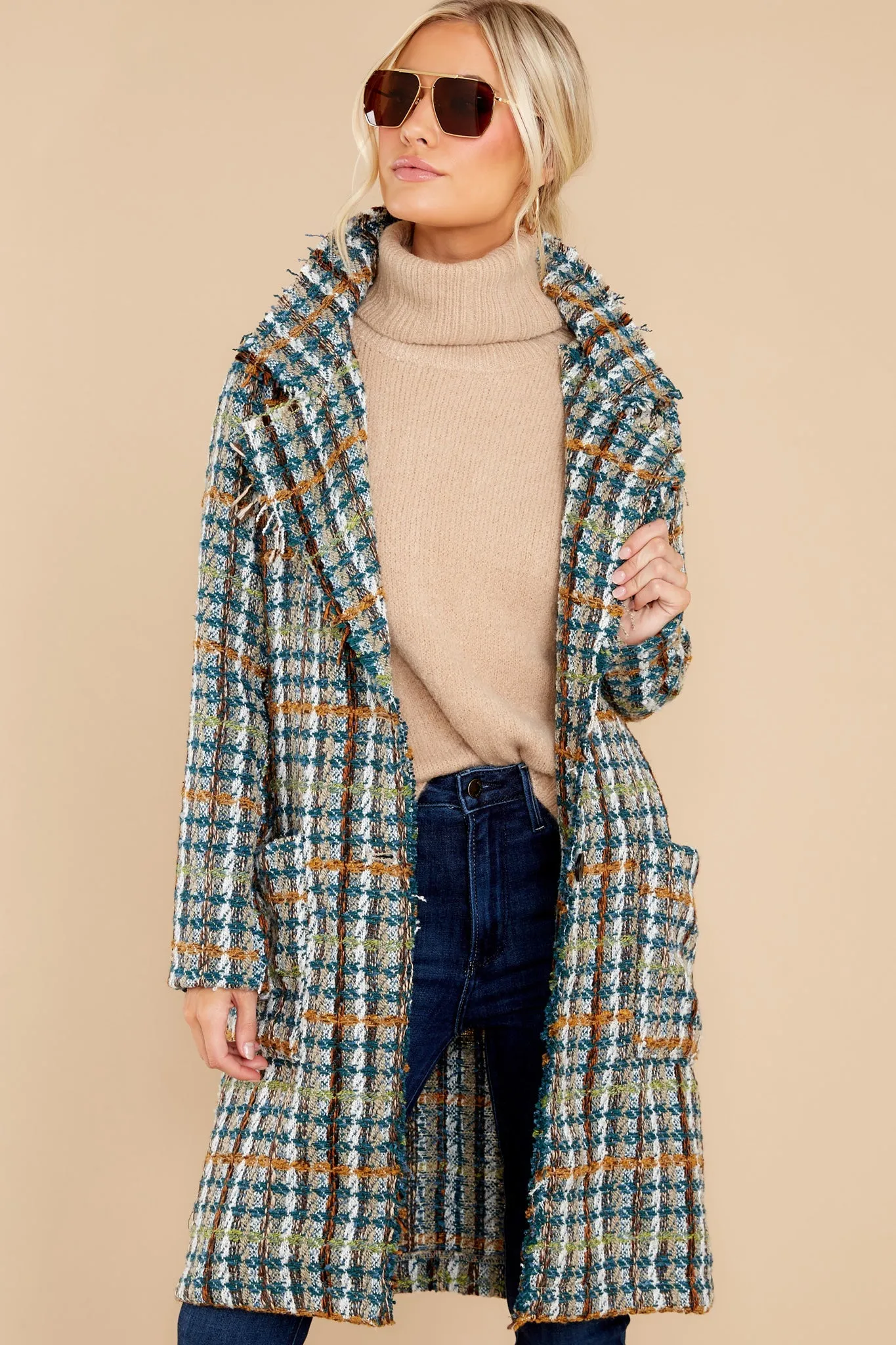 Every Enchantment Teal Multi Tweed Coat