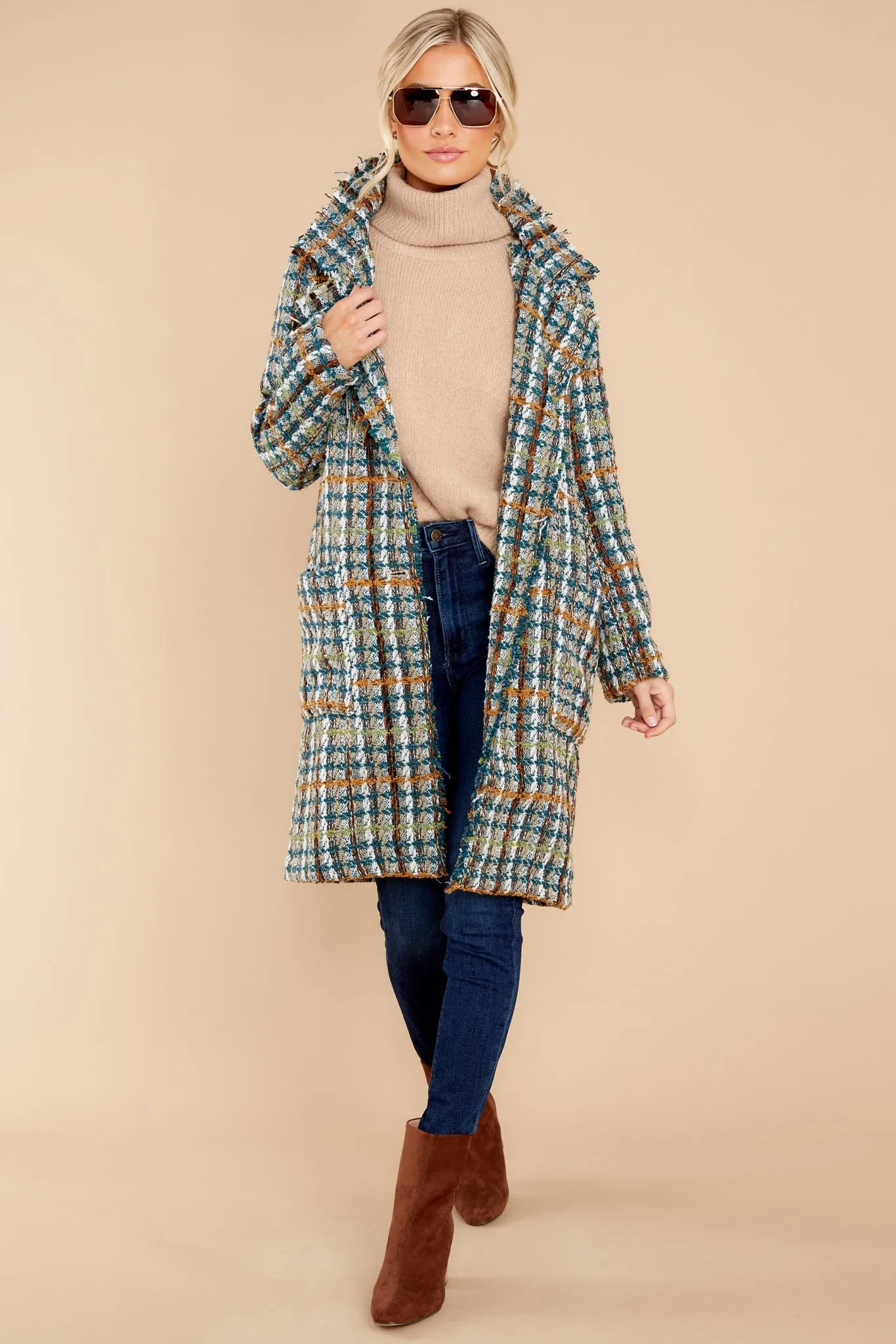 Every Enchantment Teal Multi Tweed Coat