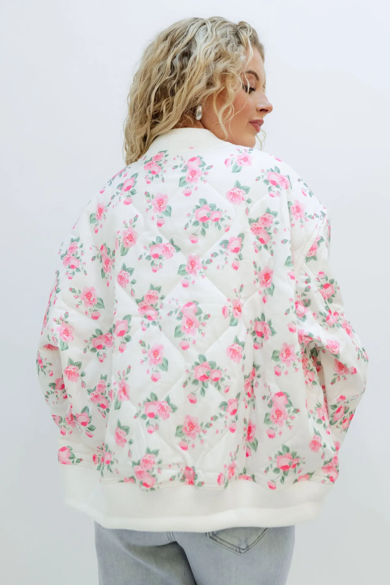 Fancy Floral Bomber Quilted Jacket