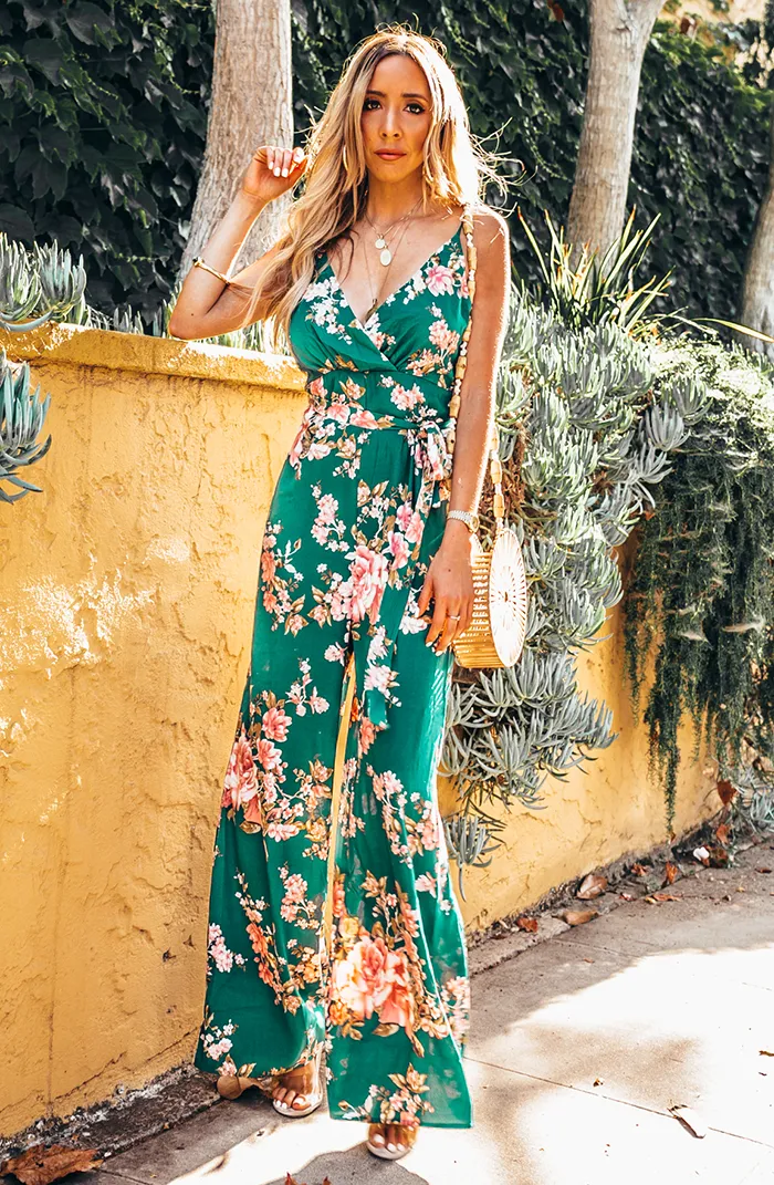 Floral Jumpsuit with Tie Detail