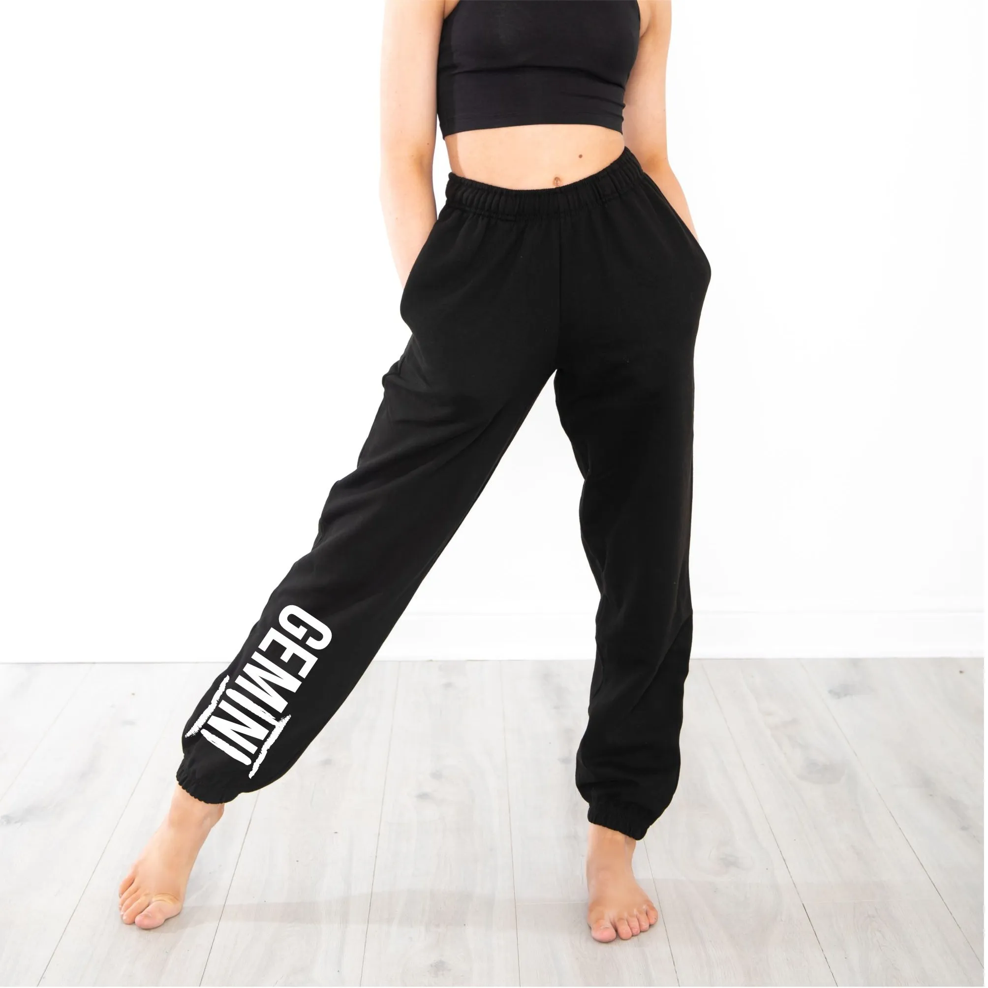 Gemini Adults Black Cuffed Joggers