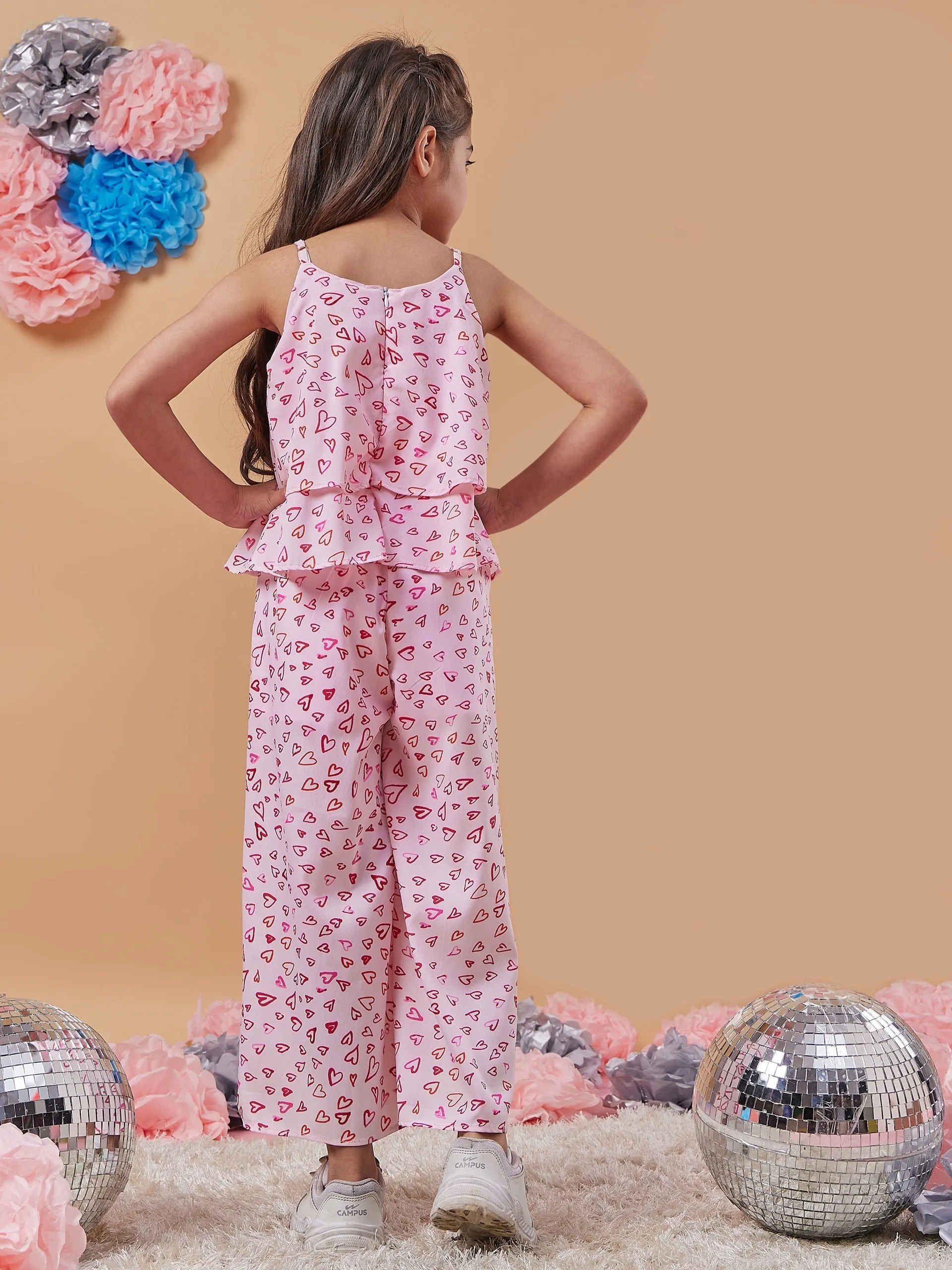 Girls Conversational Printed Basic Jumpsuit