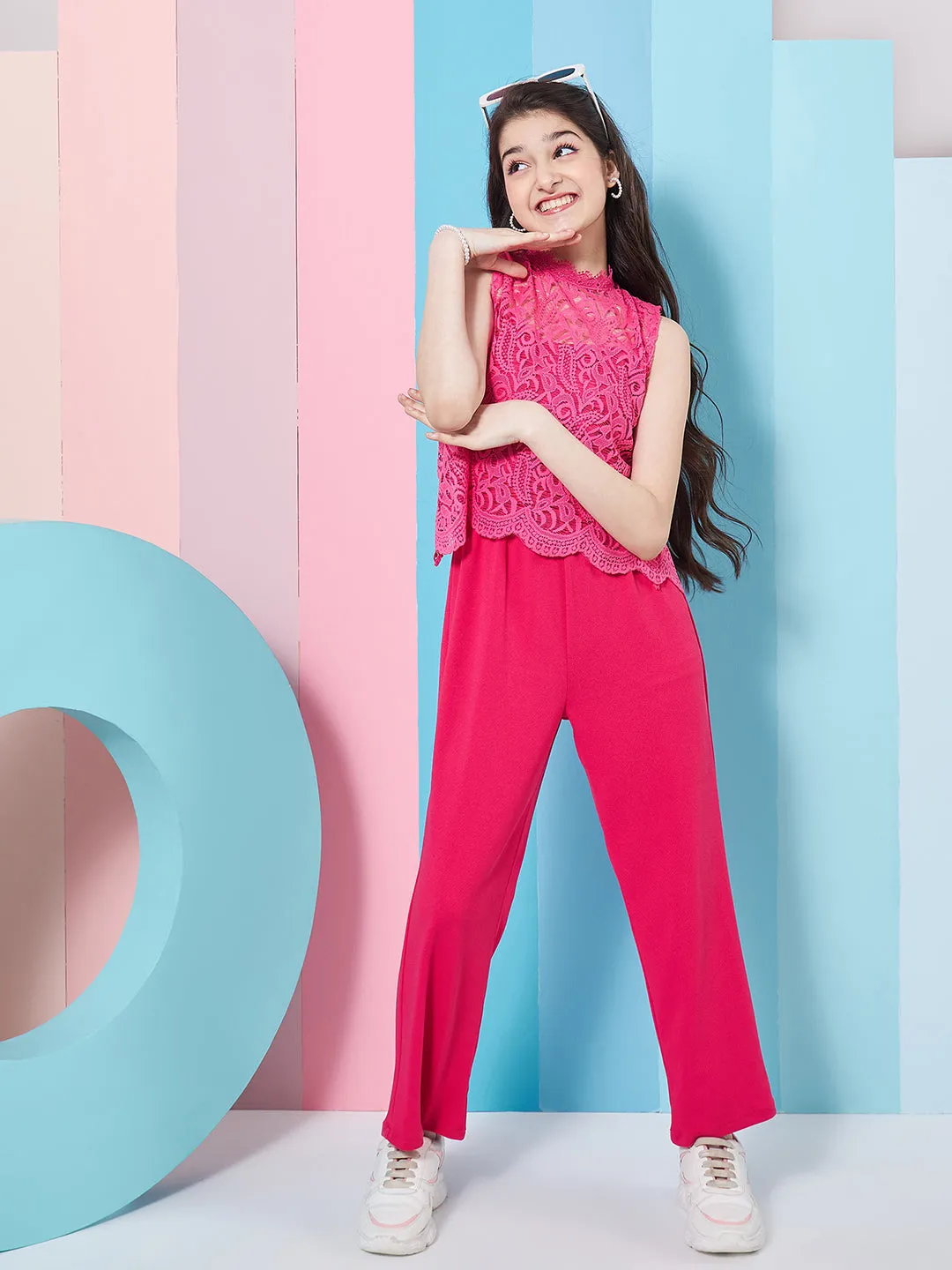 Girls Self Design Basic Jumpsuit