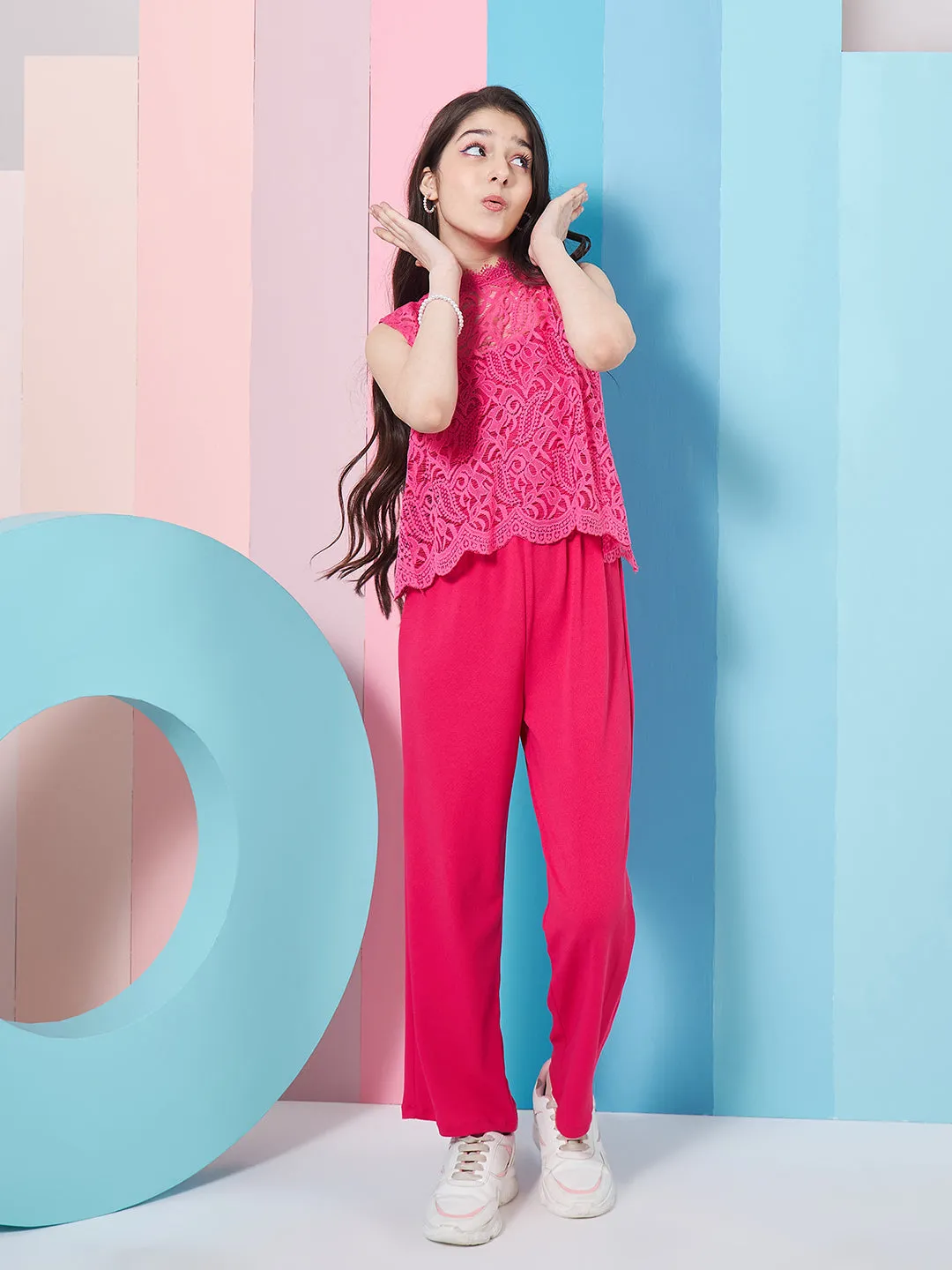 Girls Self Design Basic Jumpsuit