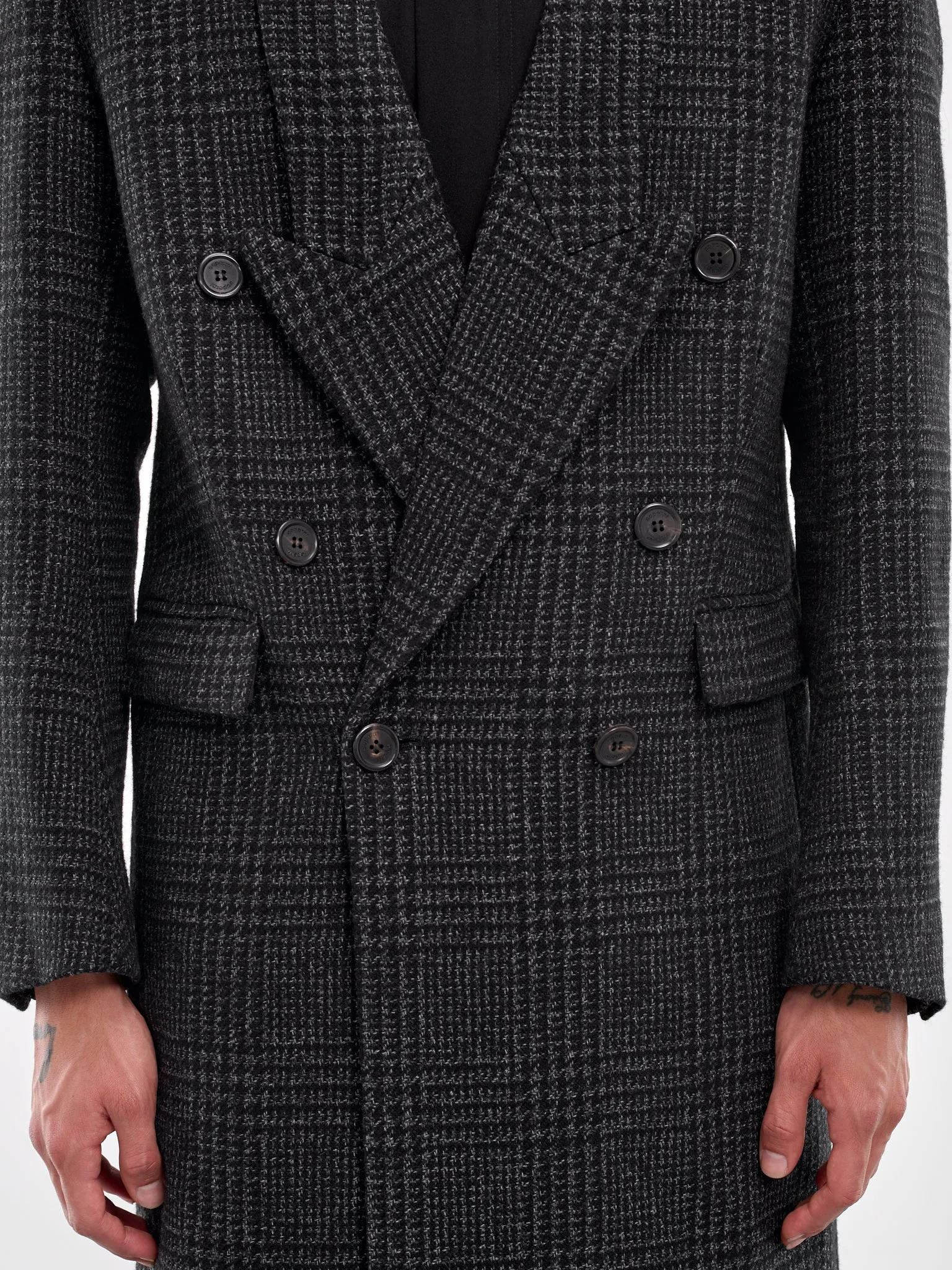 Glen Check Coat (COPM22F1002-BLACK-GREY)