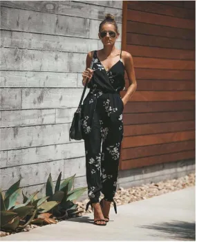 Glow Chic's Flower Print Spaghetti Strap Jumpsuit