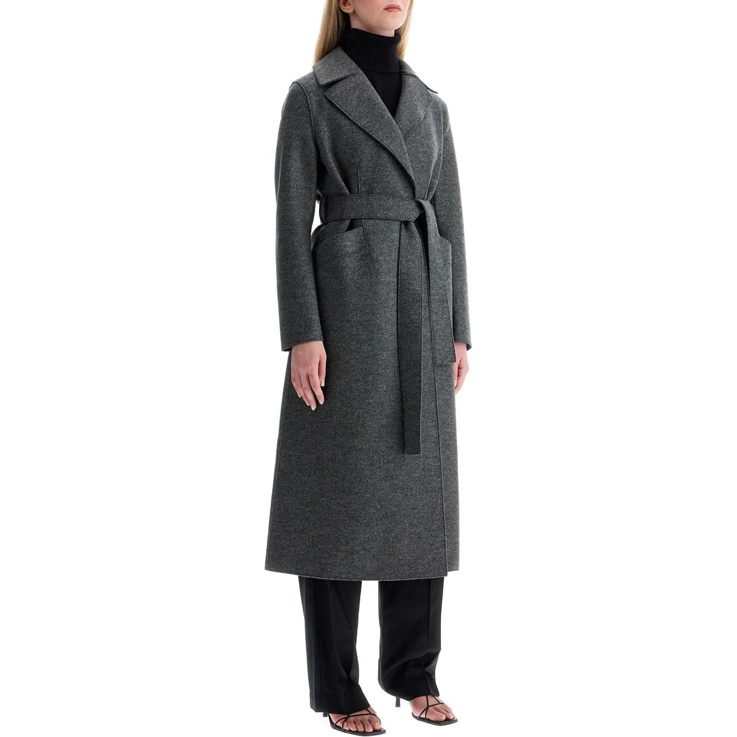 Harris Wharf London long coat in pressed wool