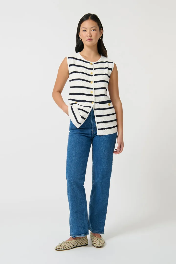 Helena Gilet - Stripe I - Navy/White