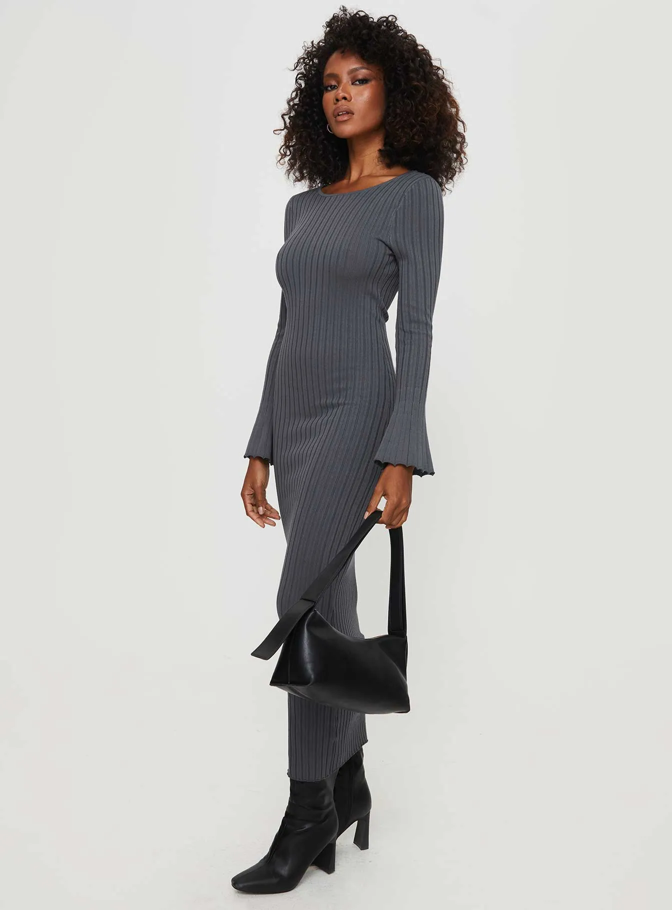 Heleni Long Sleeve Maxi Dress Grey