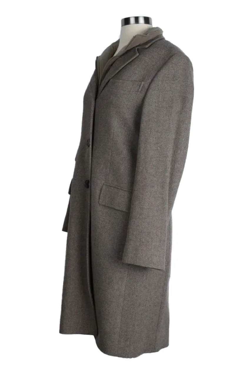 Herringbone Dress Coat W/ High Neck Insert