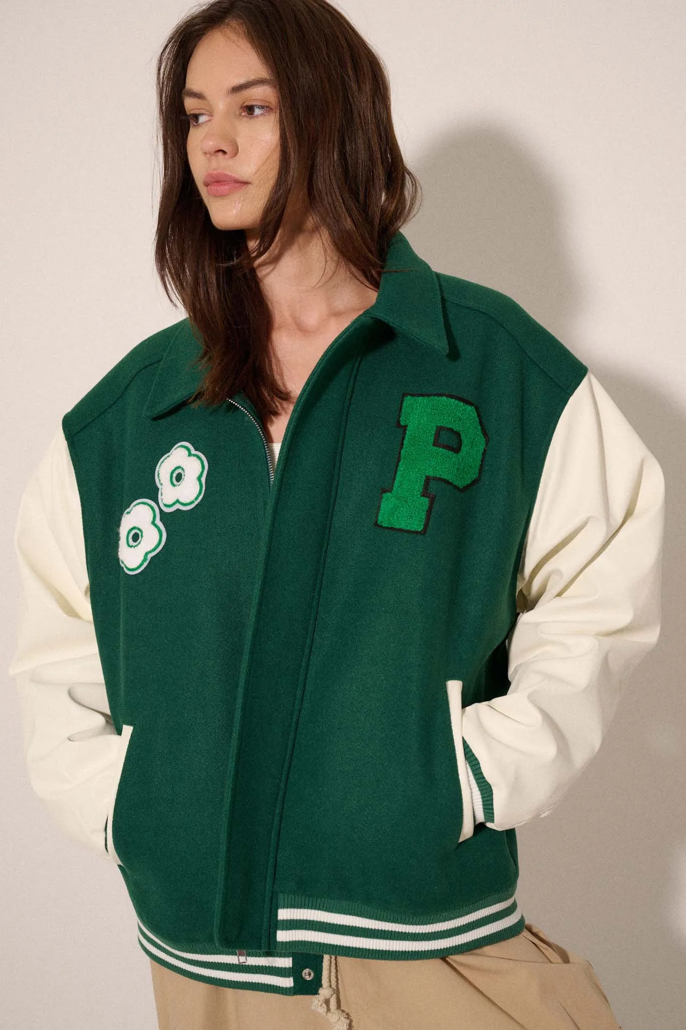 Home Team Oversize Zip-Up Varsity Jacket