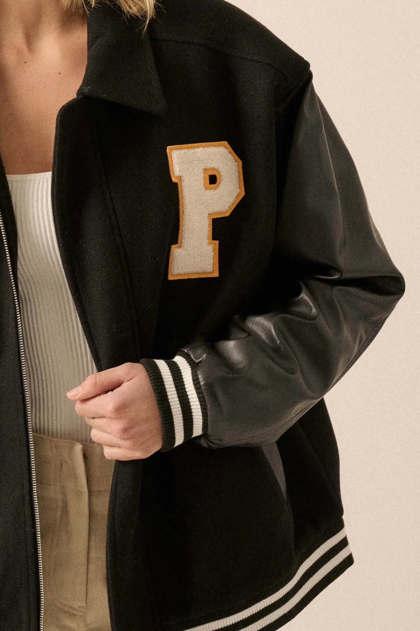 Home Team Oversize Zip-Up Varsity Jacket