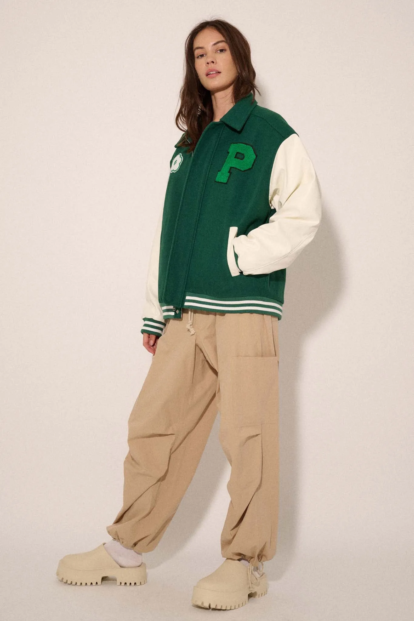 Home Team Oversize Zip-Up Varsity Jacket