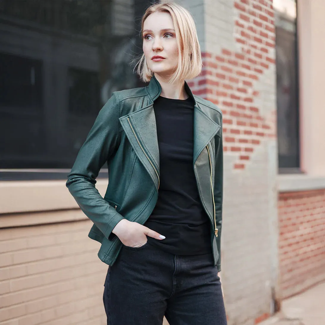 Hunter Green Liquid Leather Jacket