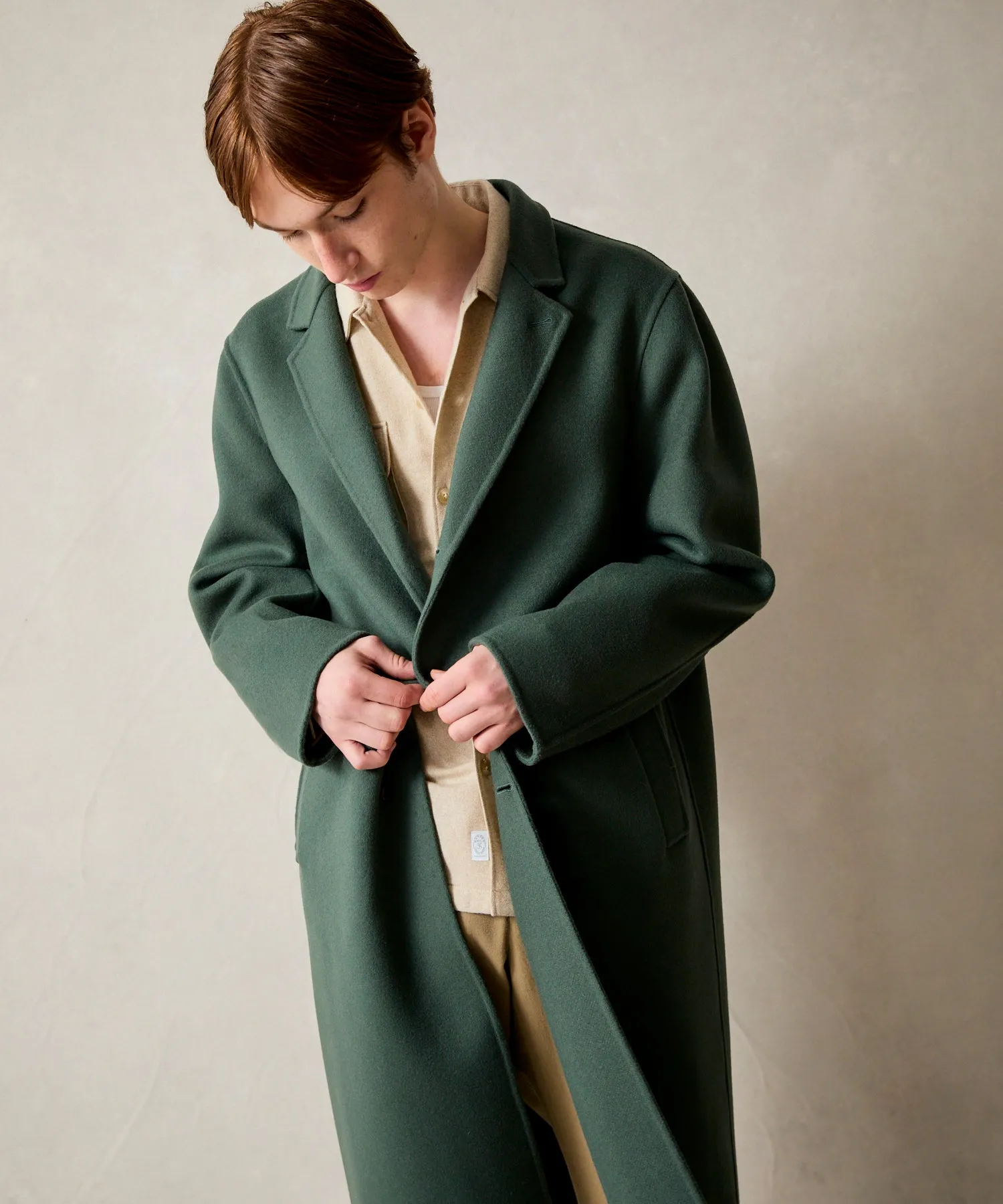 Italian Wool Topcoat in Sea Green