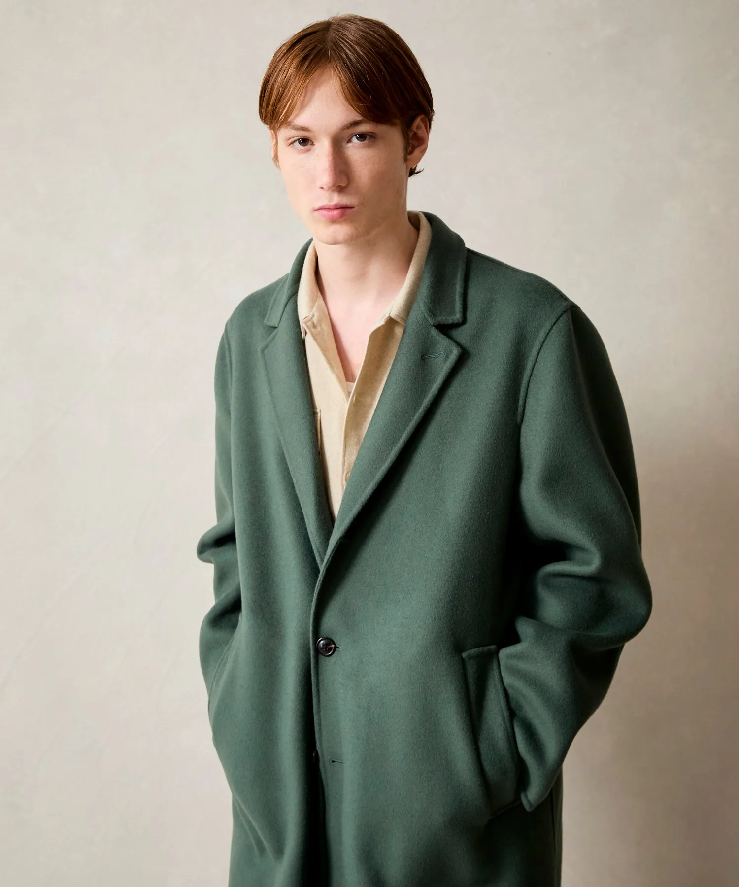 Italian Wool Topcoat in Sea Green