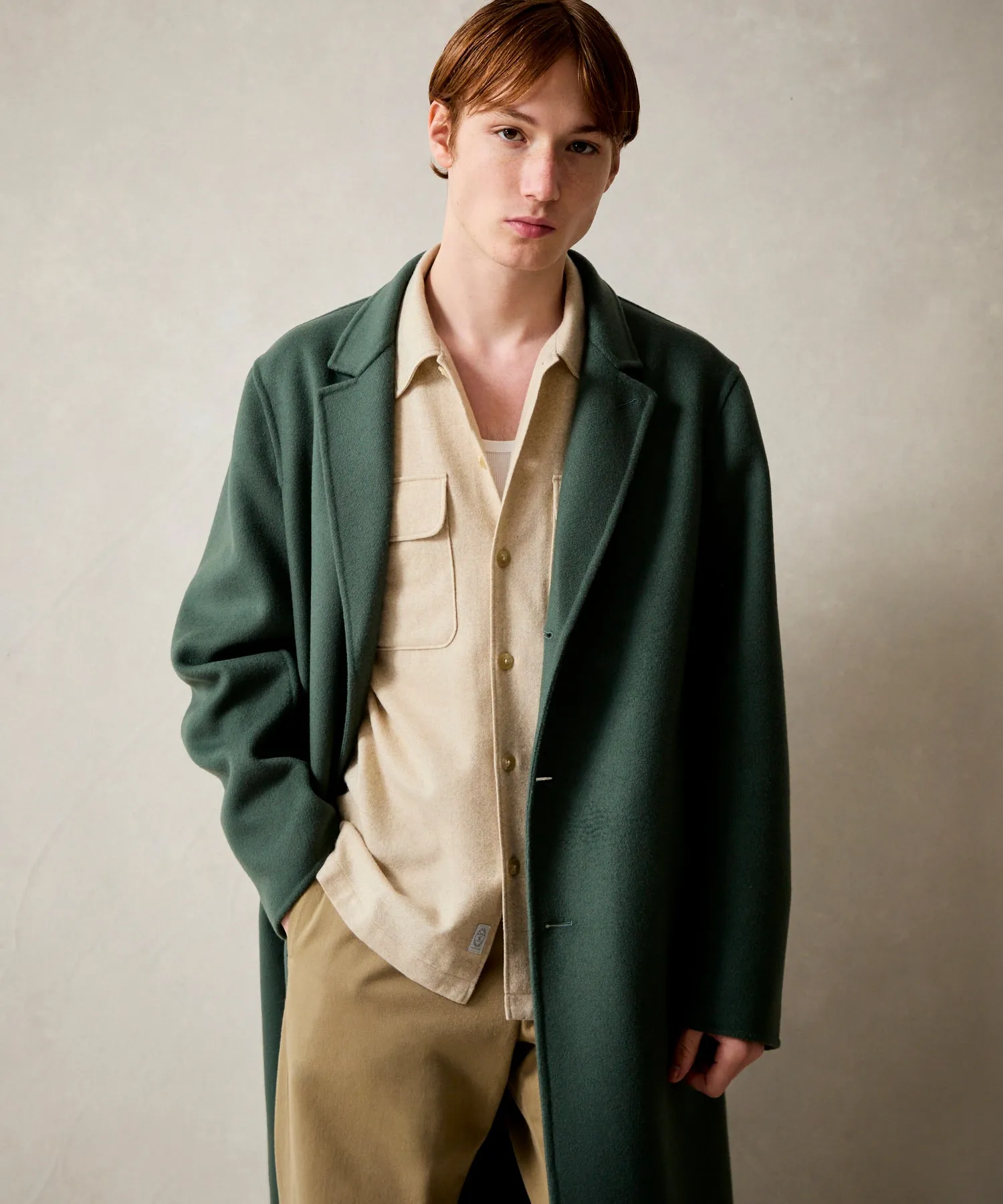 Italian Wool Topcoat in Sea Green