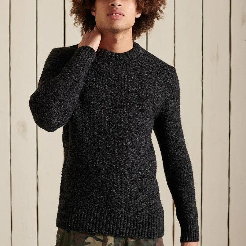 Jacob Cable Crew Jumper (Charcoal Black Twist)