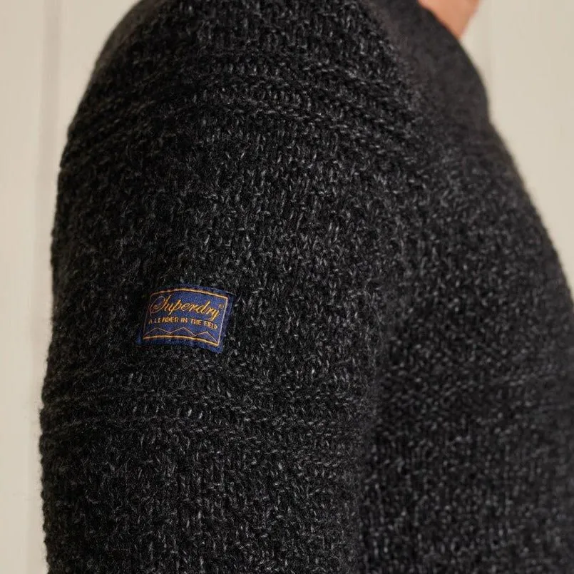 Jacob Cable Crew Jumper (Charcoal Black Twist)